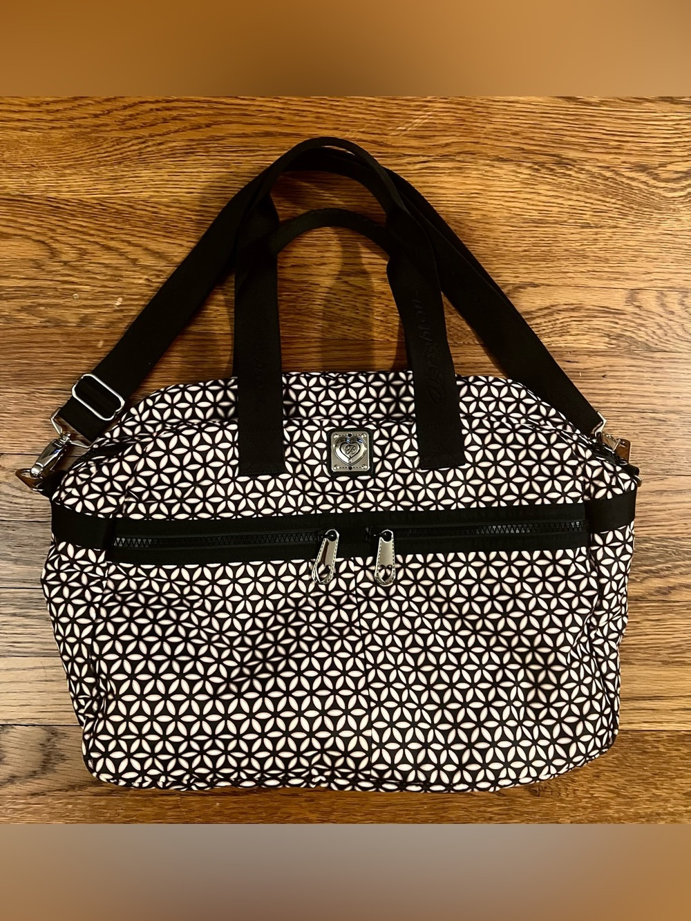 Brighton Terrazzo Jetsetter Duffel Bag Black White Travel Tote Pouch Weekender